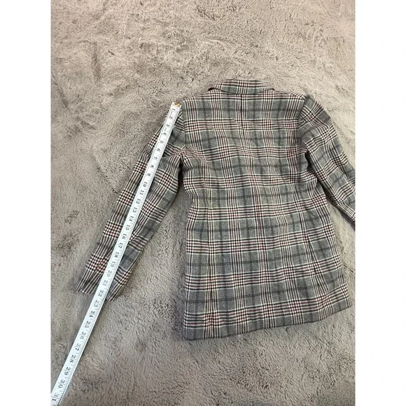 Sandro Paris Lauryn Plaid Wool Blazer Women Size 36 Double Breasted Designer Lux